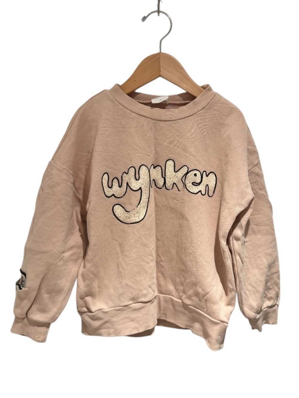 WYNKEN cream/blush pink oversized graphic print sweatshirt - size 4